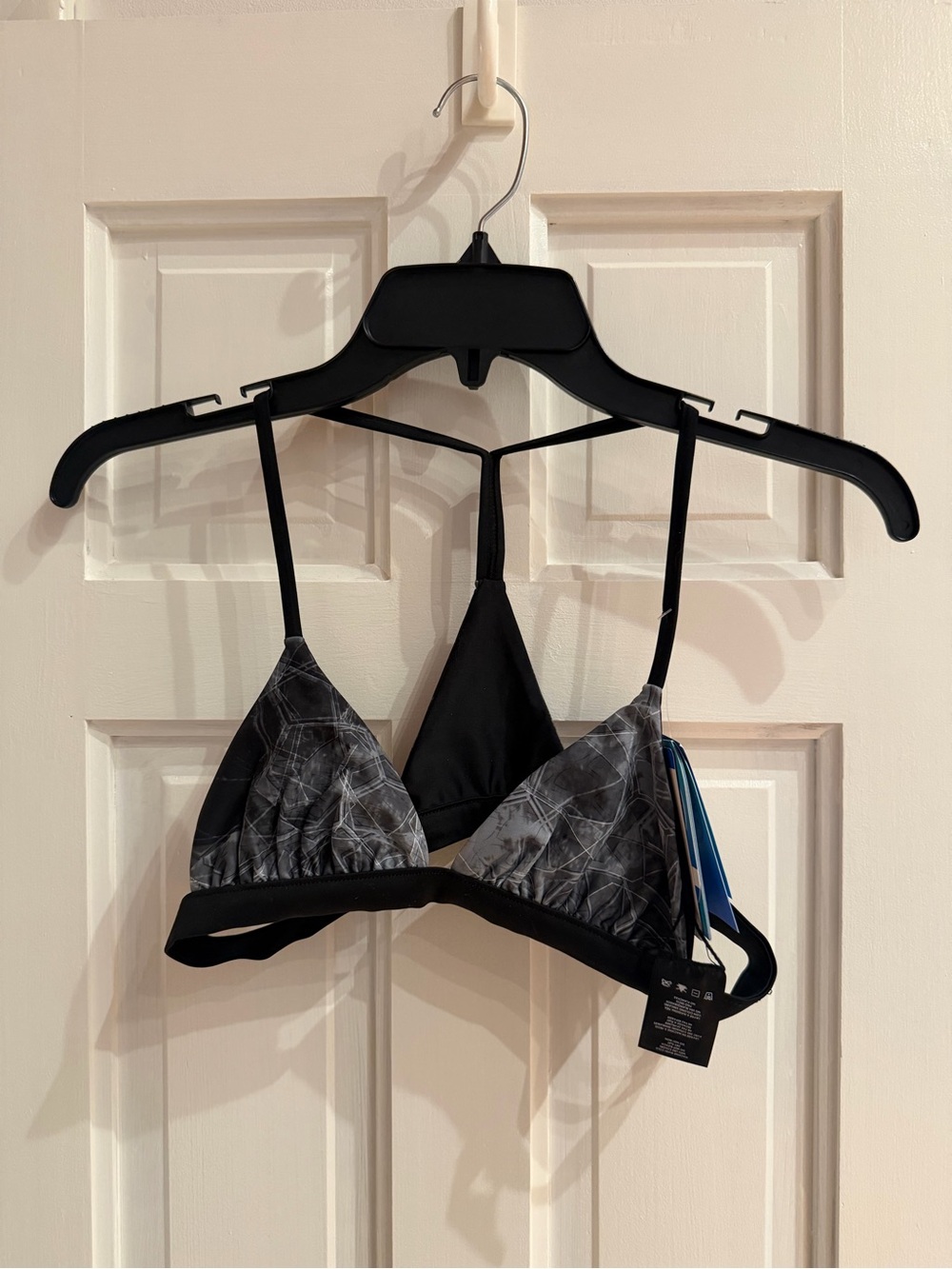 Pelagic Black & Gray Patterned Triangle Bralette